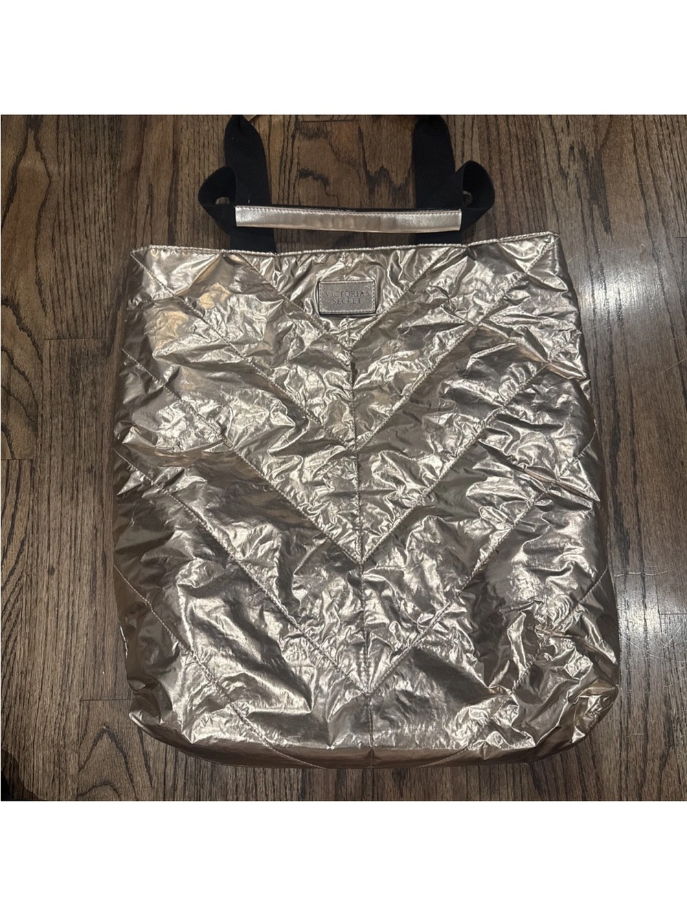 Metallic Victoria’s Secret Quilted Tote Bag - Rose Gold